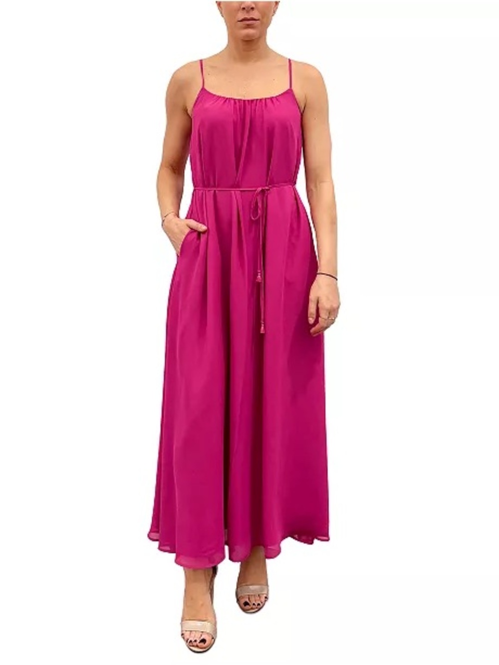 Sam Edelman Magenta Pink Chiffon Trapeze Sleeveless Maxi Dress